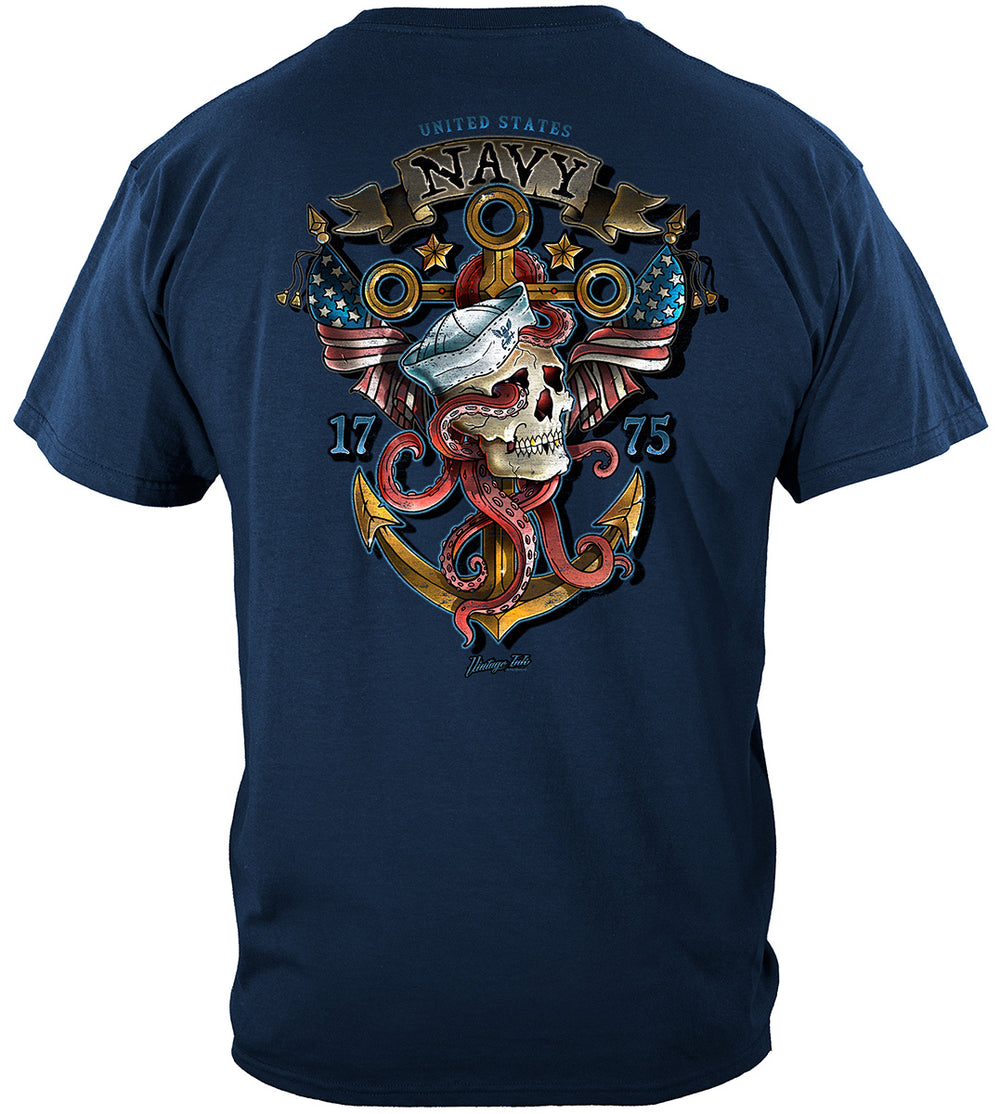 US Navy Skull and Anchor T-Shirt - back view