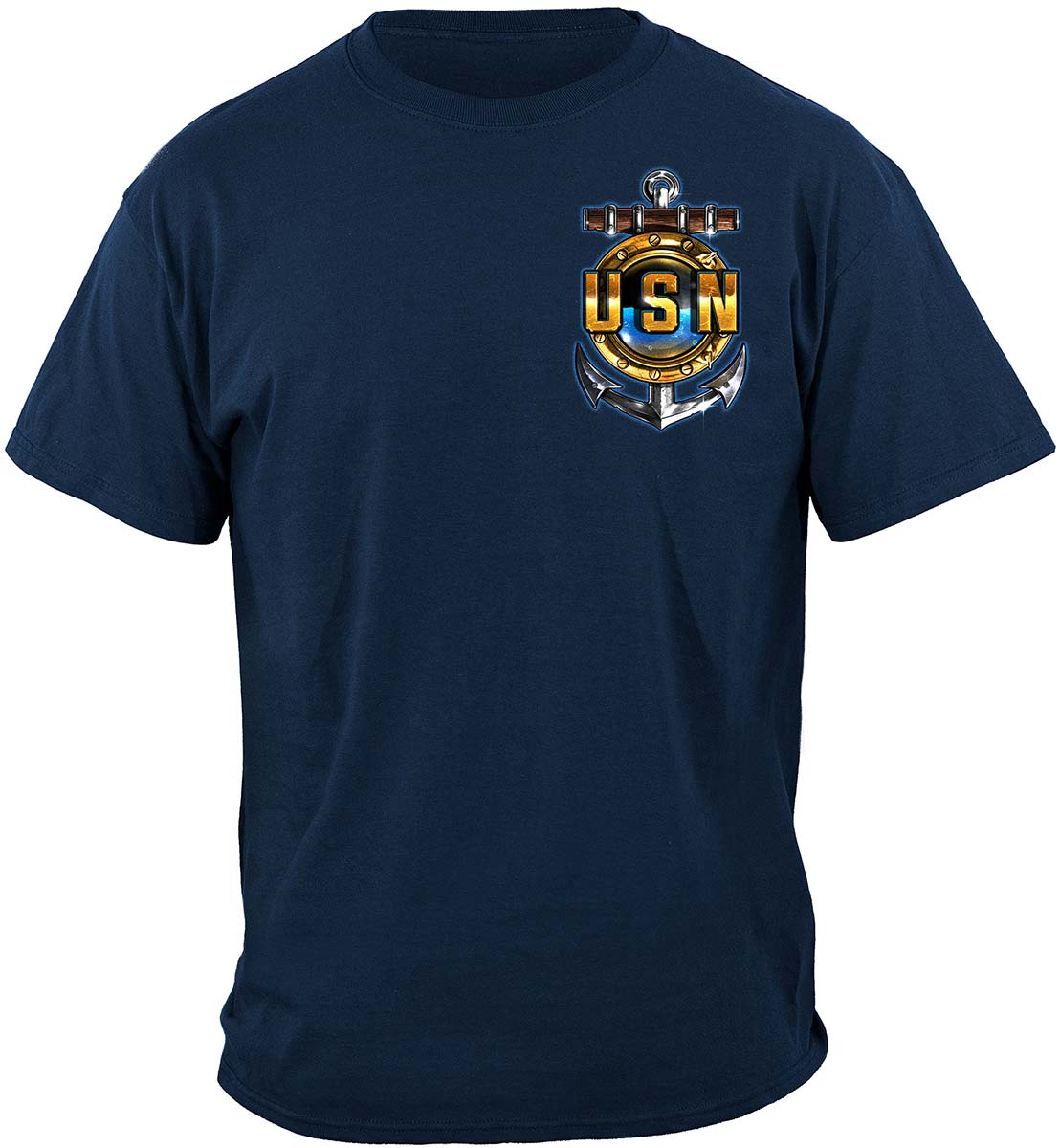 US Navy Anchor Port Skull and Dagger T-Shirt - front view