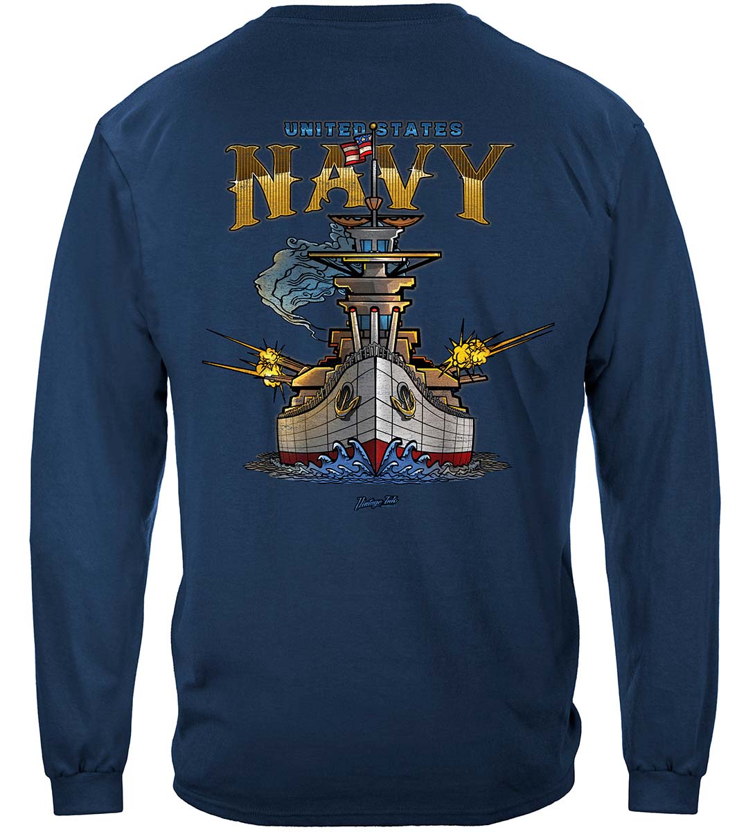 US Navy Battleship Destroyer Long Sleeve Shirt - back view