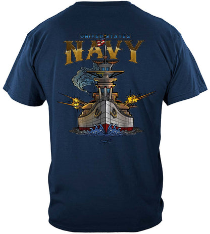 US Navy Battleship Destroyer T-Shirt - back view