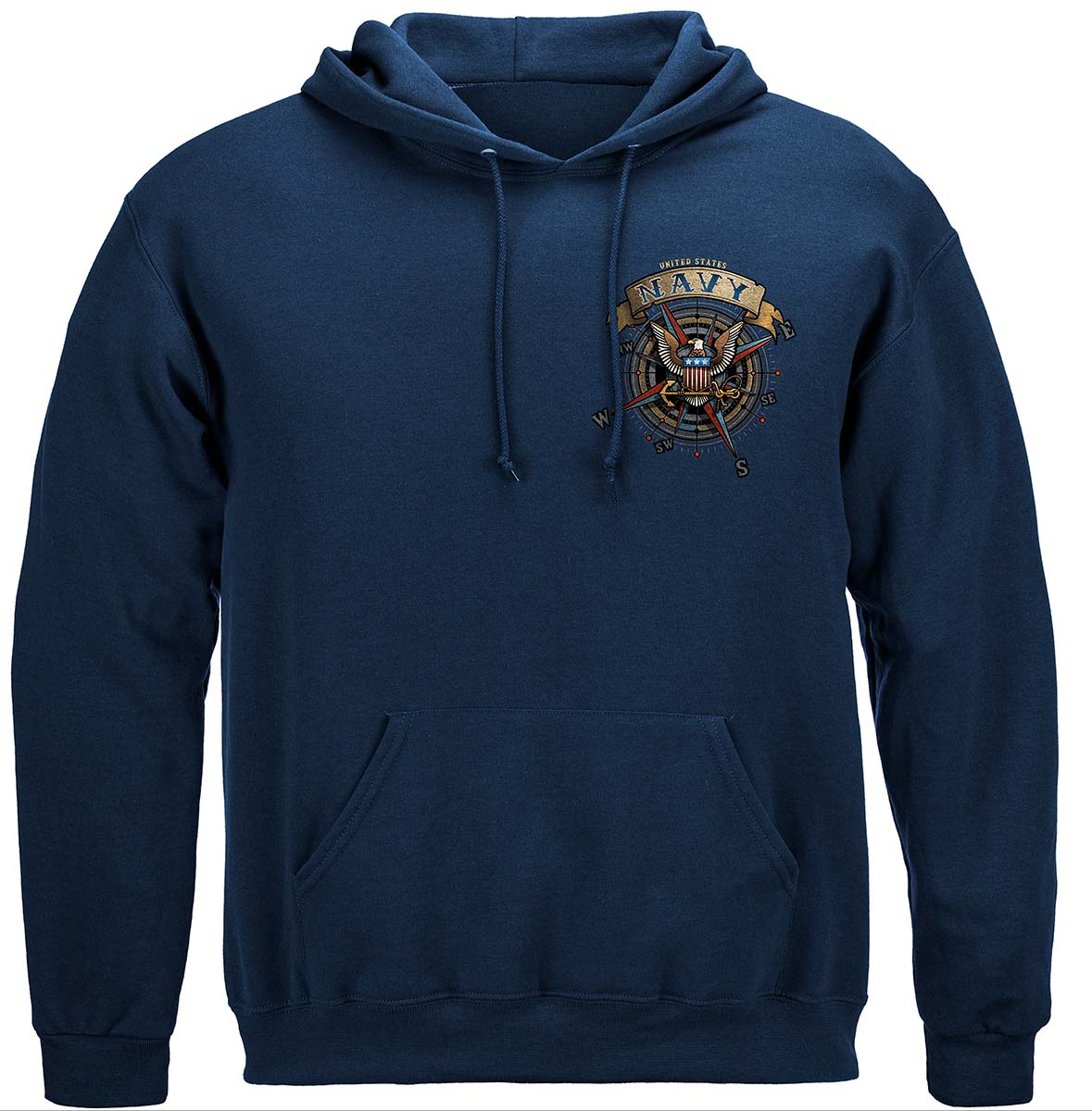 US Navy The Sea Is Ours Compass Anchor Eagle Hoodie - front view