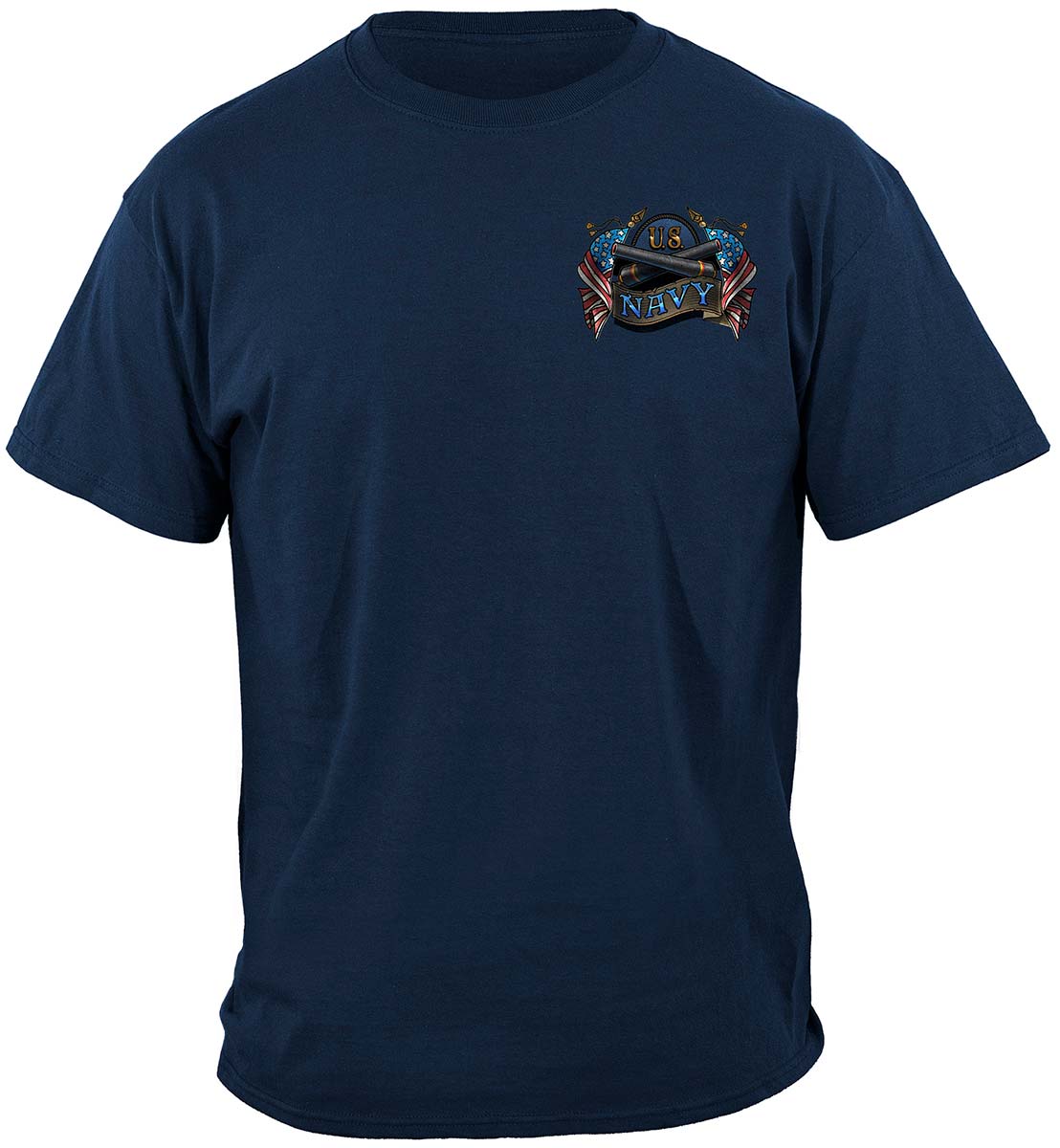 US Navy Destroyer Full Steam Ahead Vintage Tattoo T-Shirt - front view