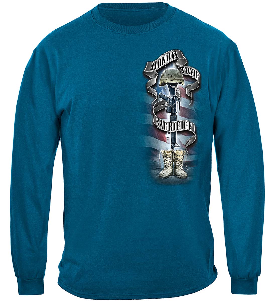 American Flag of Freedom Last Breath of Each Soldier Long Sleeve Shirt - front view