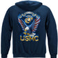 USMC Eagle American Flag Bald Eagle Feather Hoodie - back view