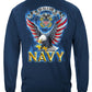 Navy Eagle American Flag Bald Eagle Feather Long Sleeve Shirt - back view