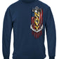 Navy Eagle American Flag Bald Eagle Feather Long Sleeve Shirt - front view