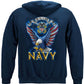 Navy Eagle American Flag Bald Eagle Feather Hoodie - back view