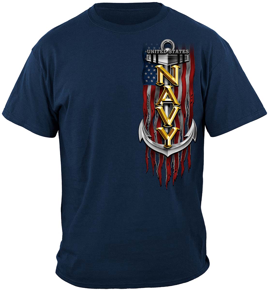 Navy Eagle American Flag Bald Eagle Feather T-Shirt - front view