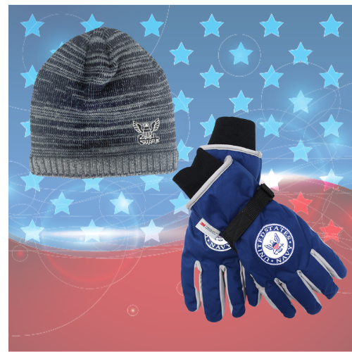 Navy Knit Hat and Glove Set Military Republic