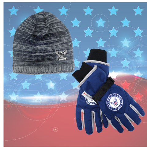 Navy Knit Hat and Glove Set