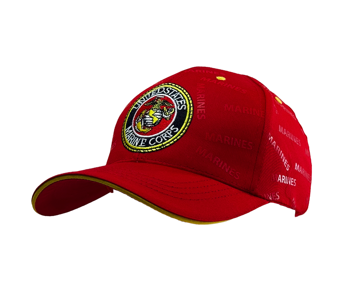 U.S. Marines Red Patterned Print Structured Cap – view 1
