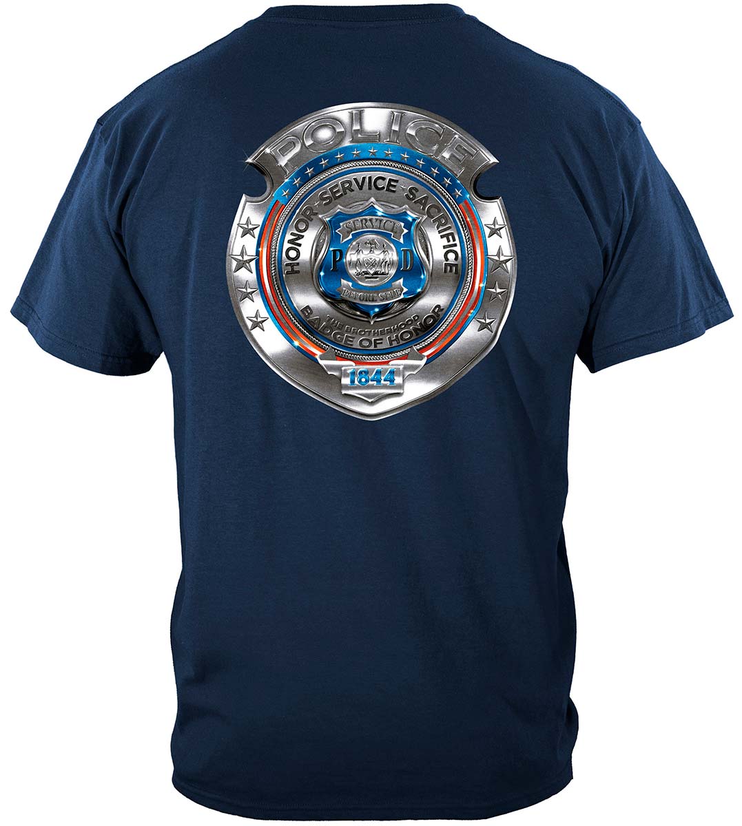Police Honor Courage Sacrifice Badge T-Shirt - back view