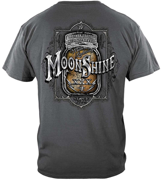Moonshine Mason Jar Silver Foil T-Shirt - back view