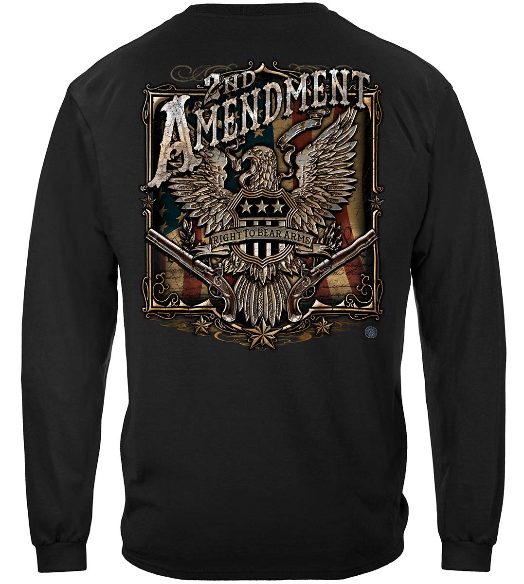 2nd Amendment Eagle Silver Foil Long Sleeve Shirt - back view