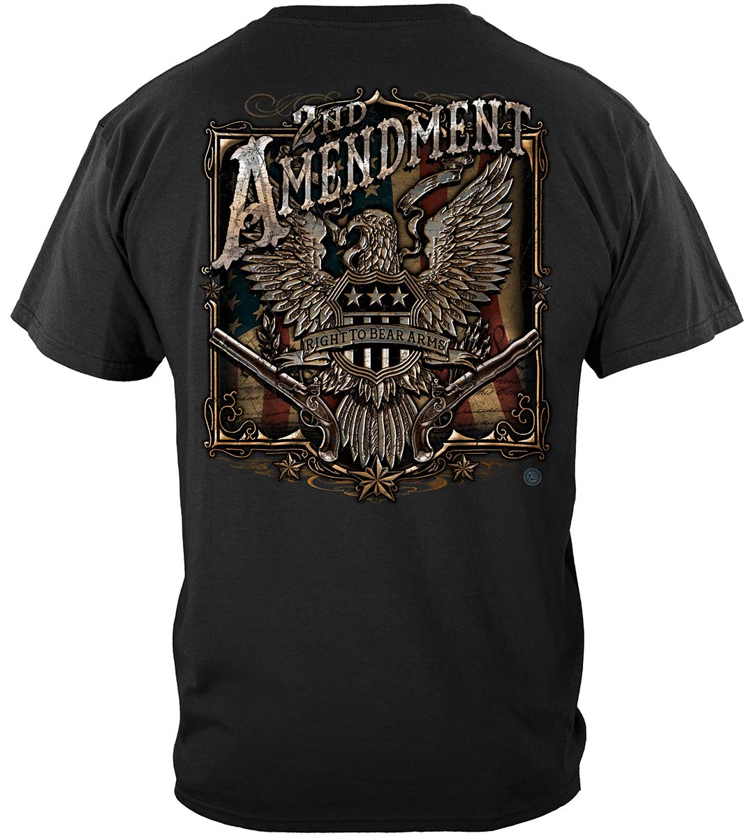 2nd Amendment Eagle Silver Foil T-Shirt - back view