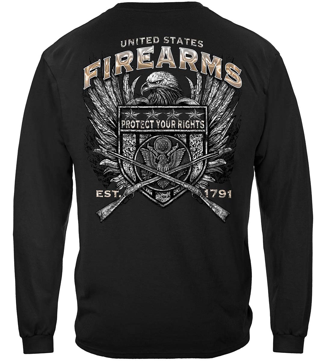 United States Firearms Silver Foil Long Sleeve Shirt - back view
