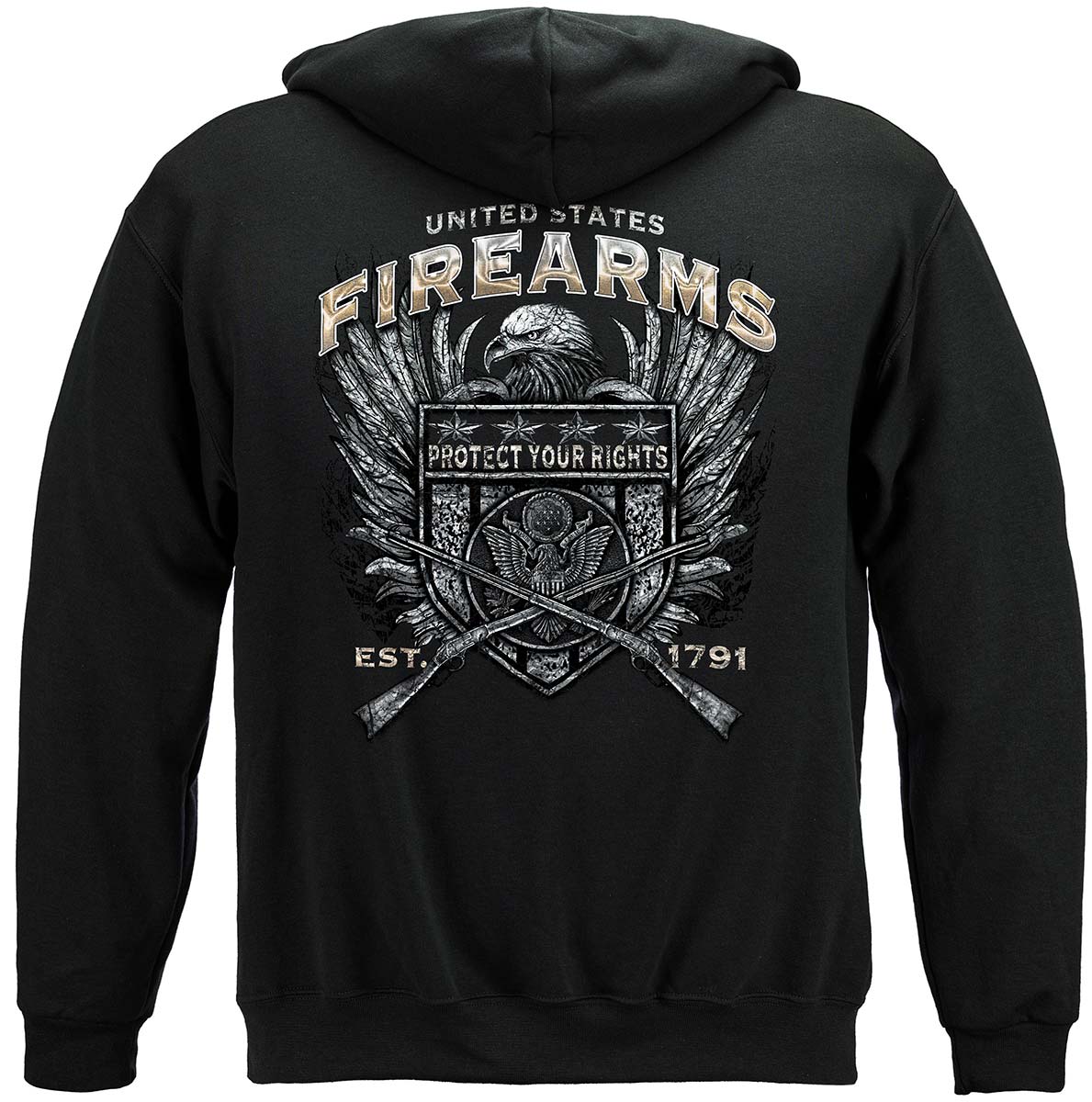 United States Firearms Silver Foil Hoodie - back view