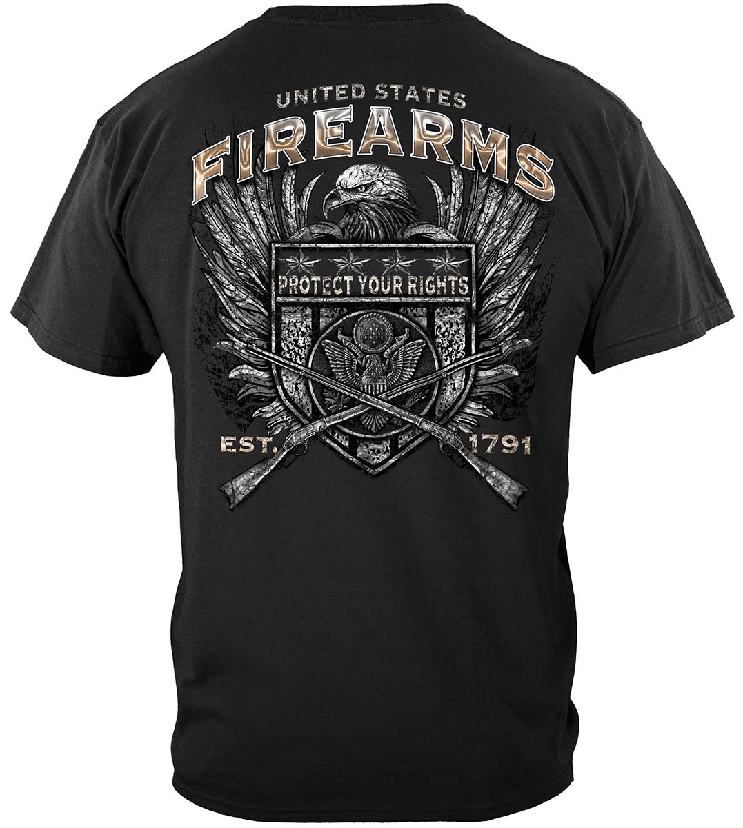 United States Firearms Silver Foil T-Shirt - back view
