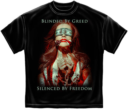Blinded by Greed T-Shirt - front view