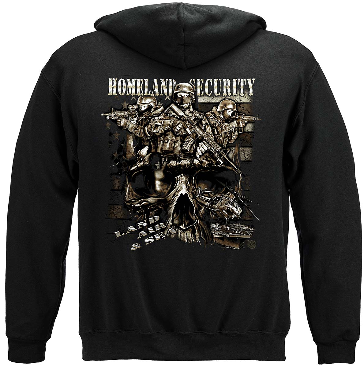 Homeland Security Land Air and Sea Hoodie - back view