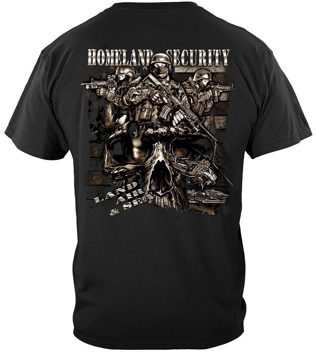 Homeland Security Land Air and Sea T-Shirt - back view