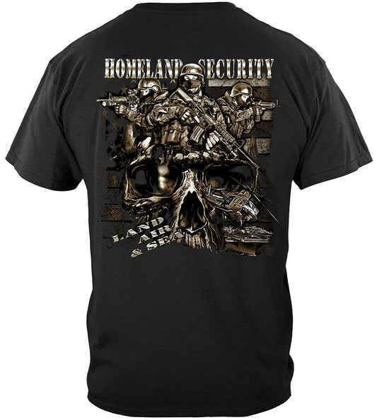 Homeland Security Land Air and Sea T-Shirt - back view