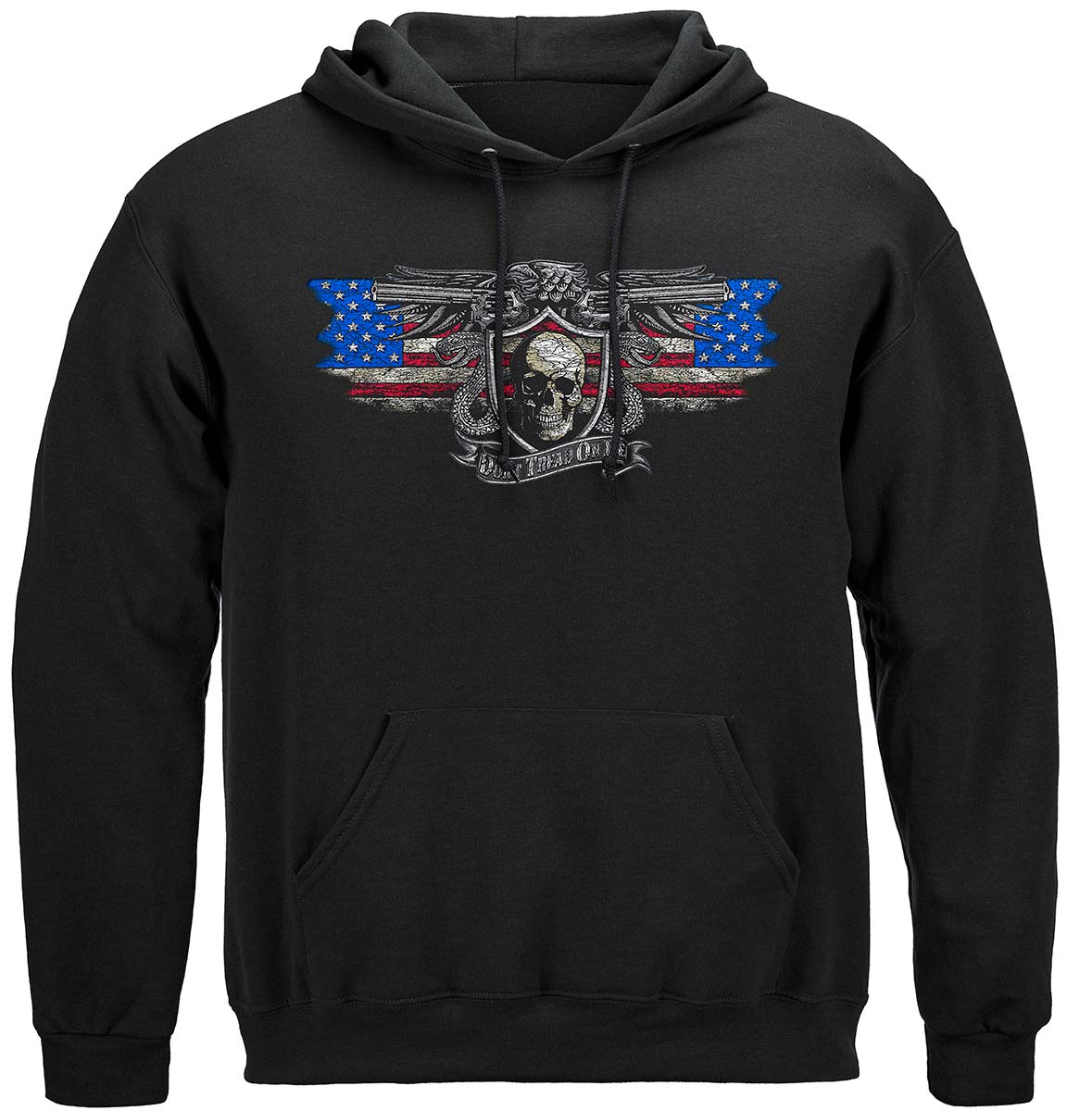 2nd Amendment Don't Tread on Me Silver Foil Hoodie - front view
