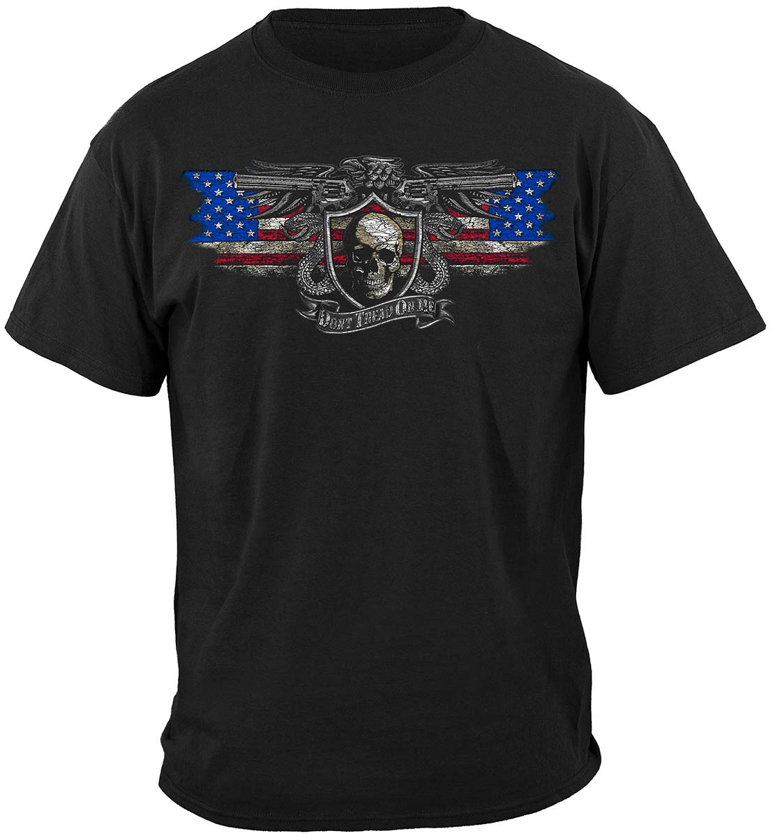 2nd Amendment Don't Tread on Me Silver Foil T-Shirt - front view