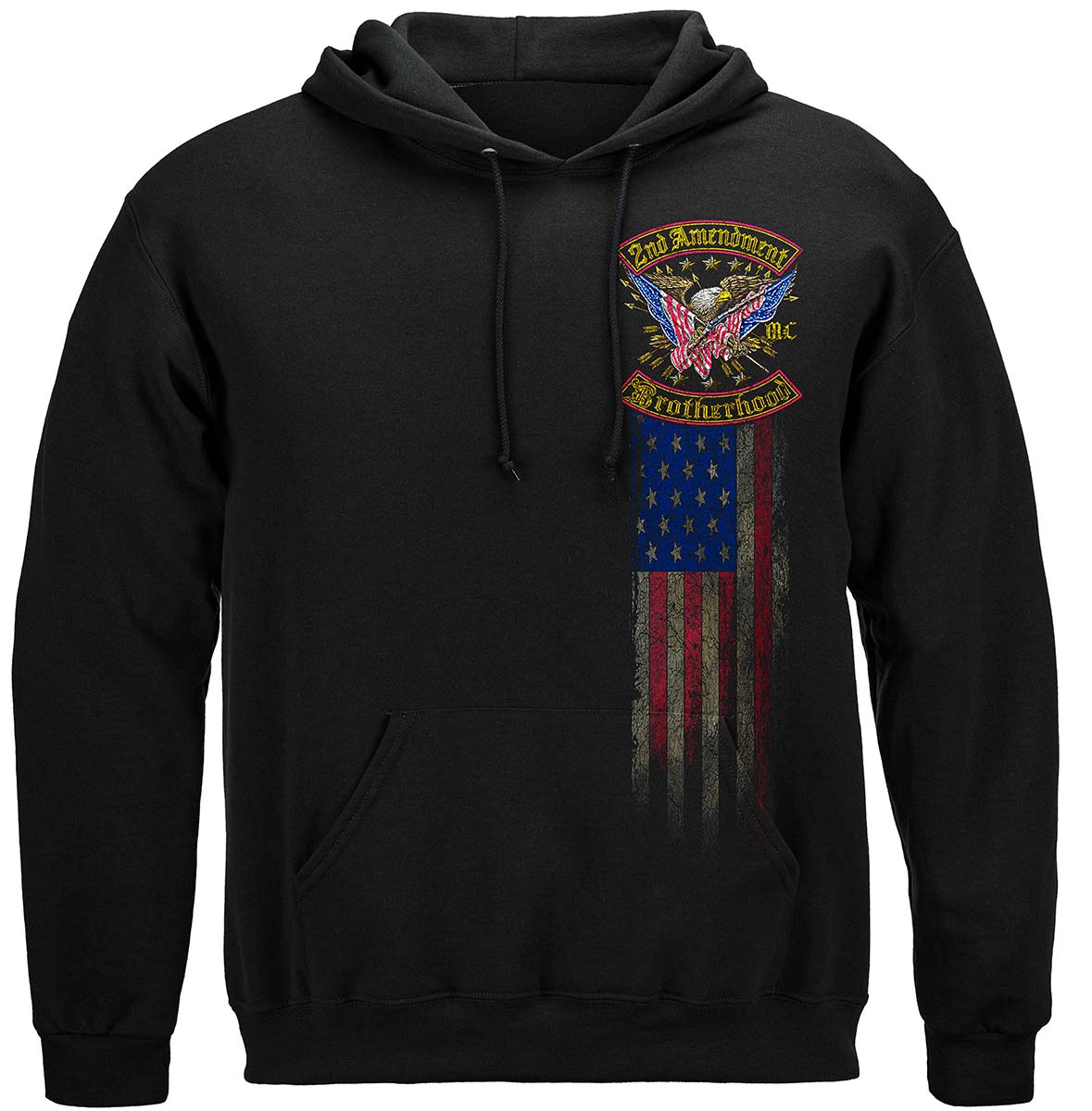 2nd Amendment Double Flag Distressed Gold Foil Hoodie - front view