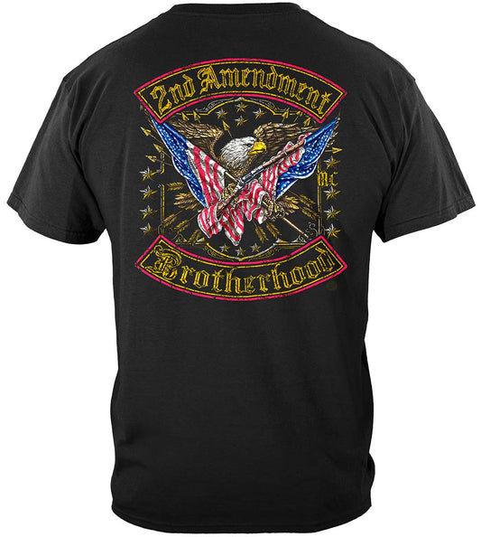2nd Amendment Double Flag Distressed Gold Foil T-Shirt - back view