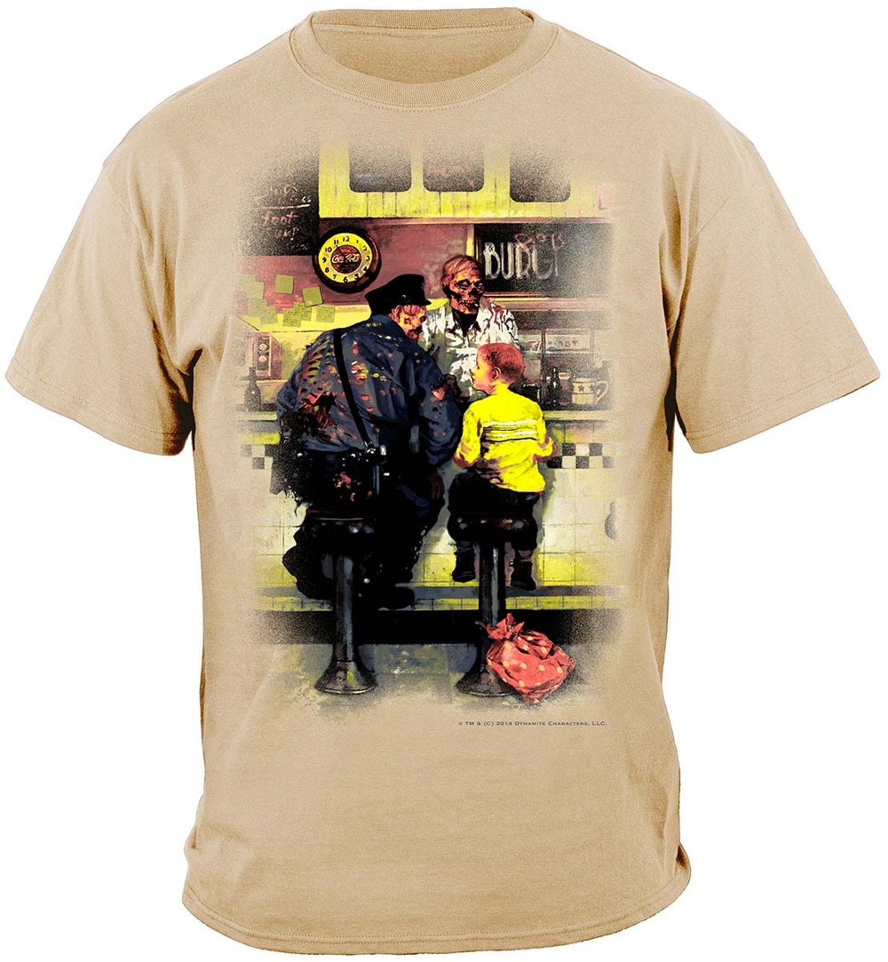 Zombie Police and Little Boy Dinner T-Shirt - front view