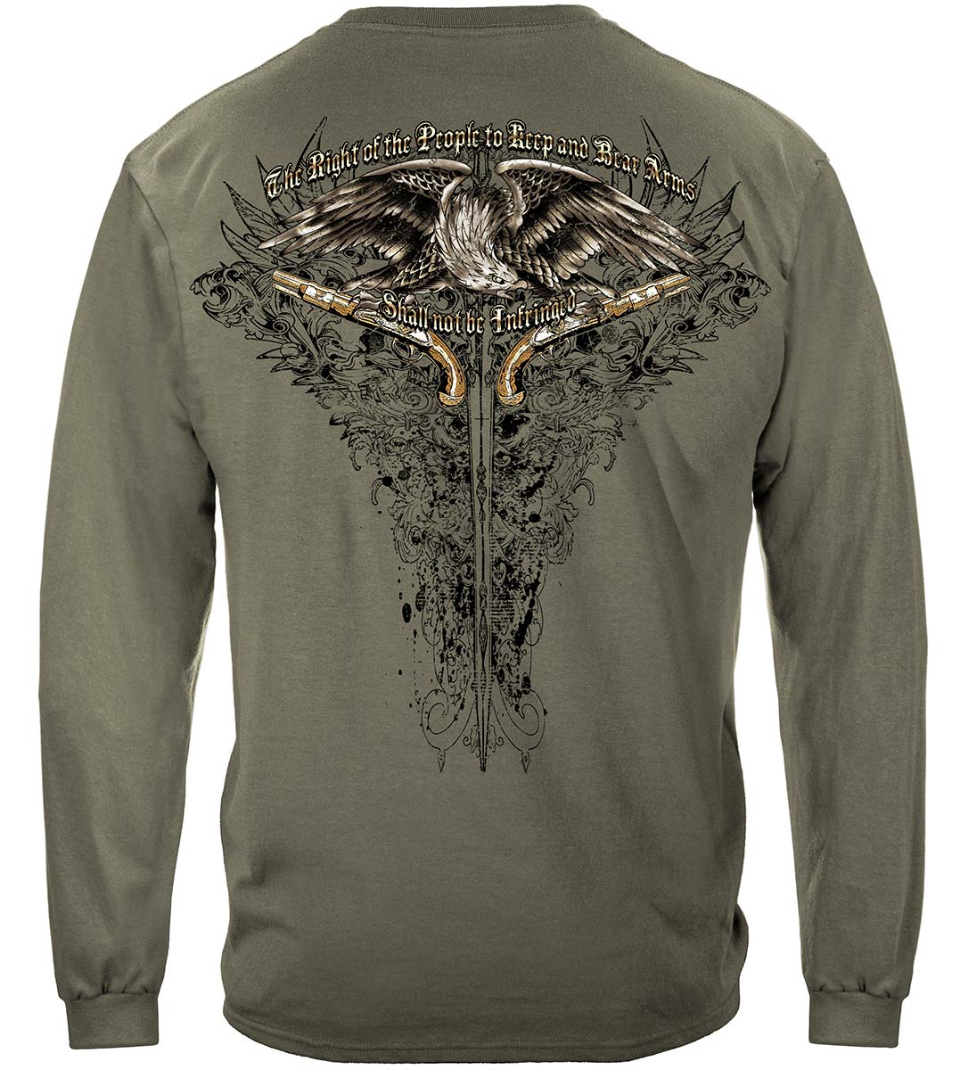 2nd Amendment Eagle Tattoo Long Sleeve Shirt - back view