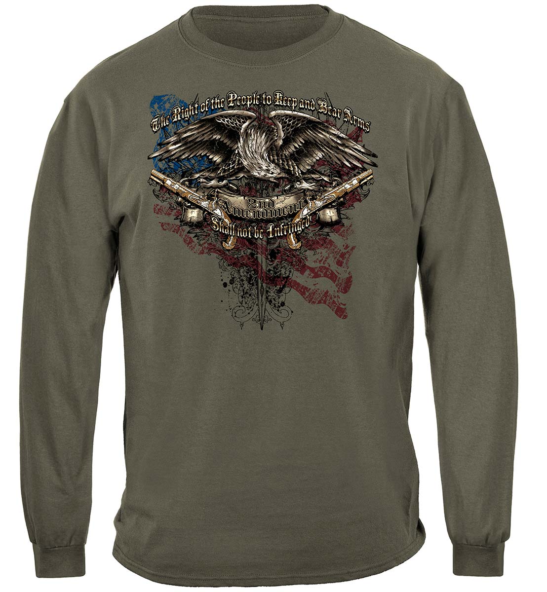 2nd Amendment Eagle Tattoo Long Sleeve Shirt - front view