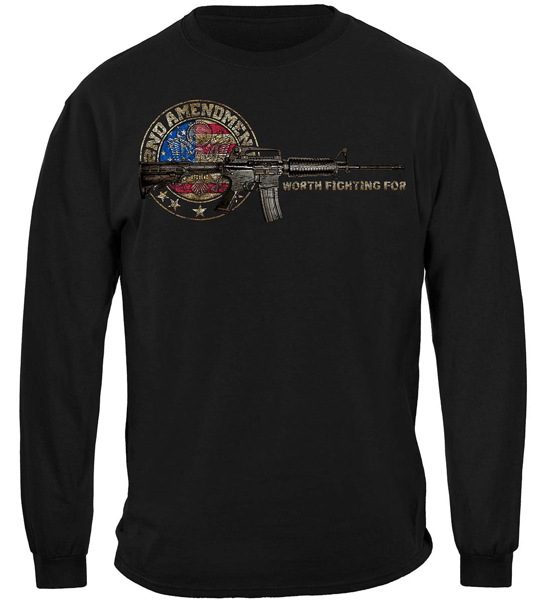 2nd Amendment Distressed Long Sleeve Shirt - front view