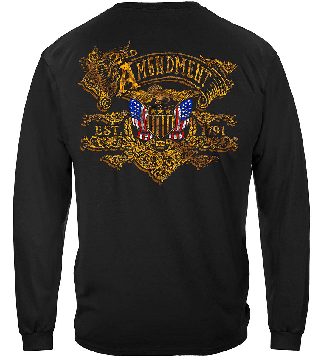 2nd Amendment Gold Vintage Long Sleeve Shirt - back view