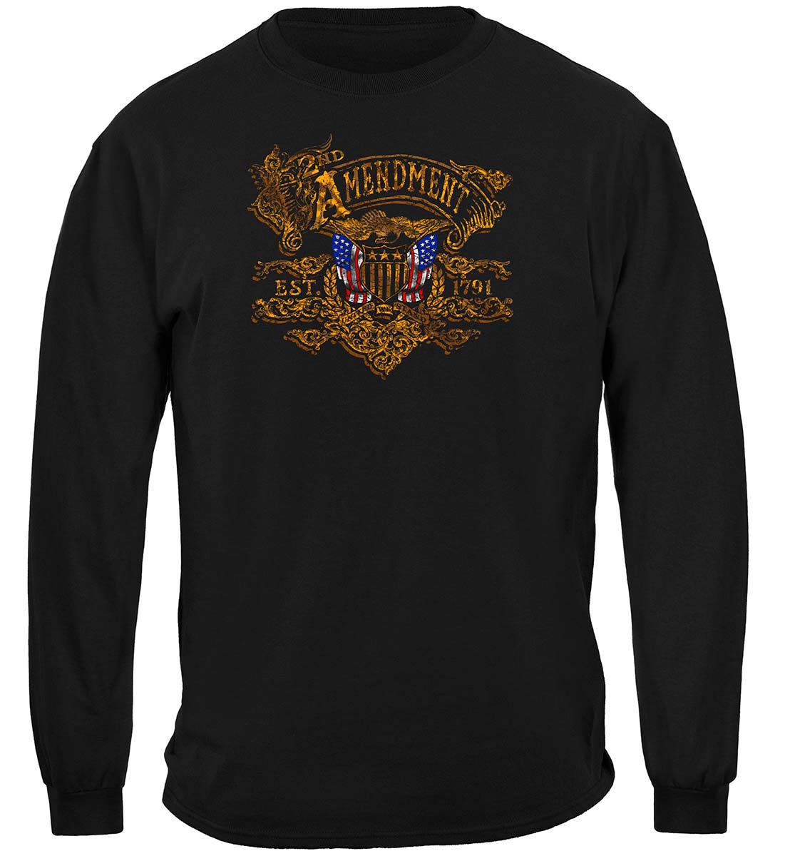 2nd Amendment Gold Vintage Long Sleeve Shirt - front view