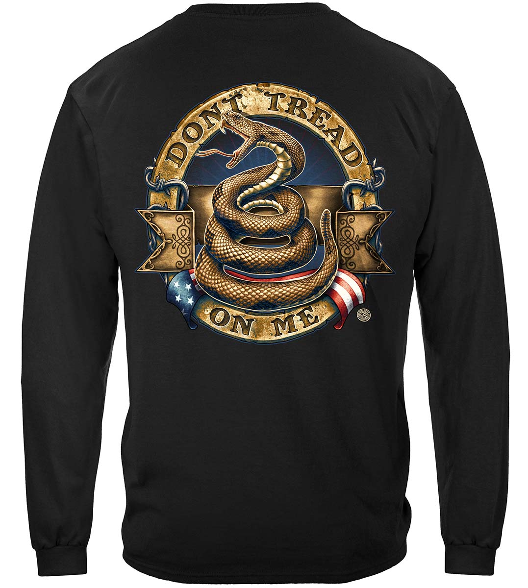 Don't Tread on Me Stone Gold Long Sleeve Shirt - back view