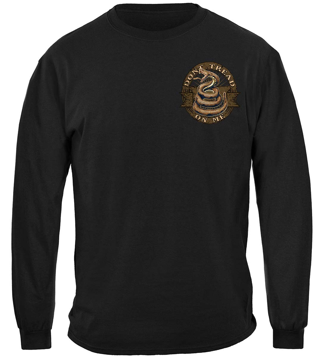 Don't Tread on Me Stone Gold Long Sleeve Shirt - front view