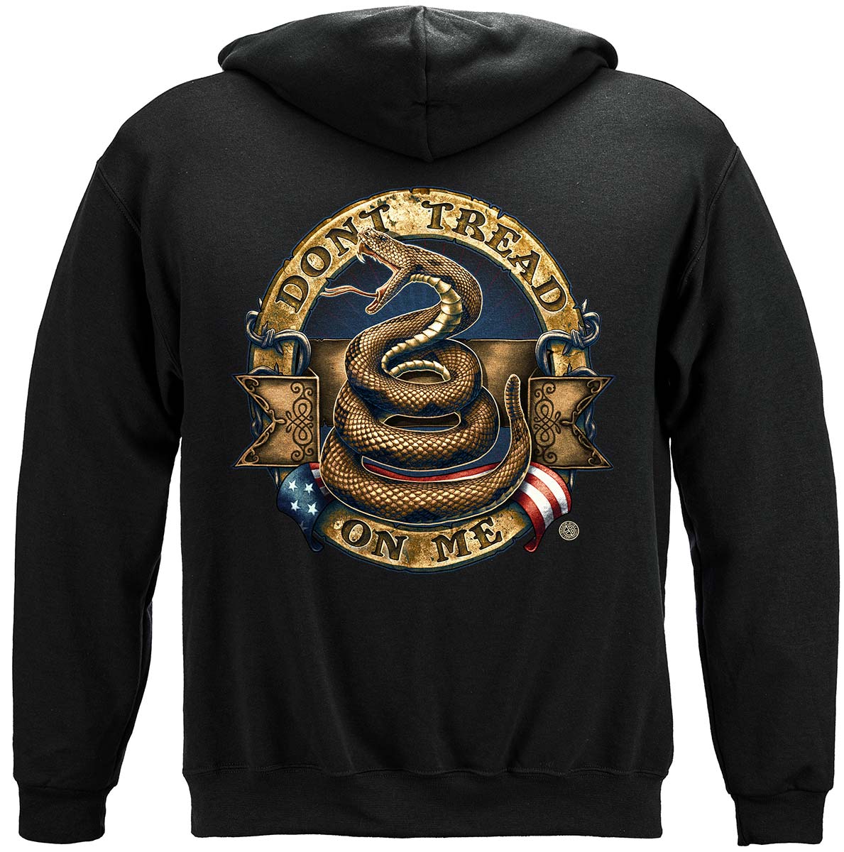 Don't Tread on Me Stone Gold Hoodie - back view