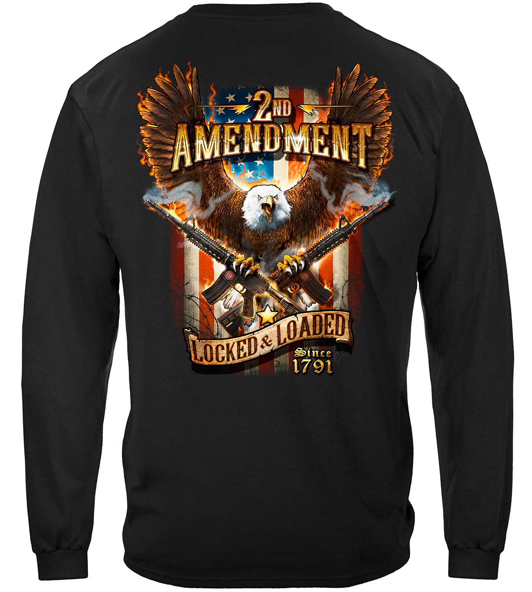 2nd Amendment Attack Eagle with Double AR-15 Long Sleeve Shirt - back view