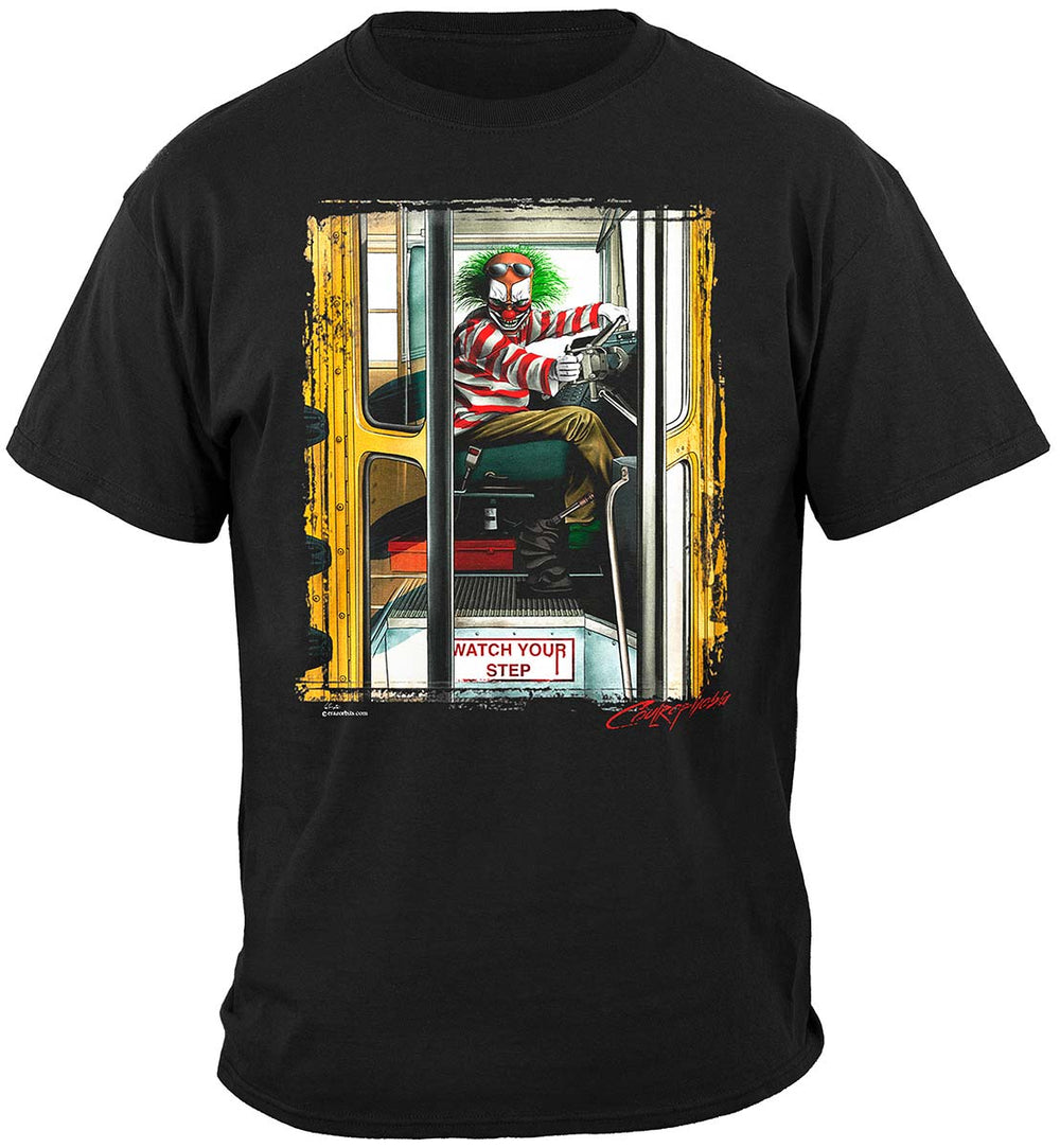 Evil Clown School Bus T-Shirt - front view