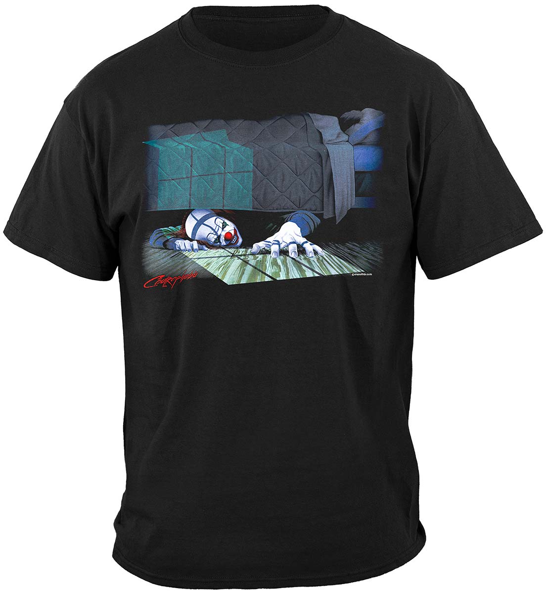 Evil Clown Under the Bed T-Shirt - front view