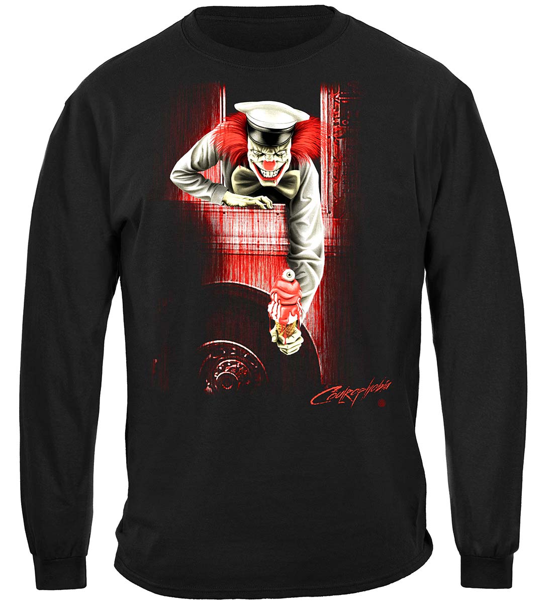 Evil Clown Ice Cream Man Long Sleeve Shirt - front view