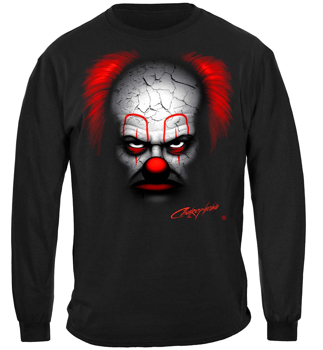 Evil Clown Scary Long Sleeve Shirt - front view