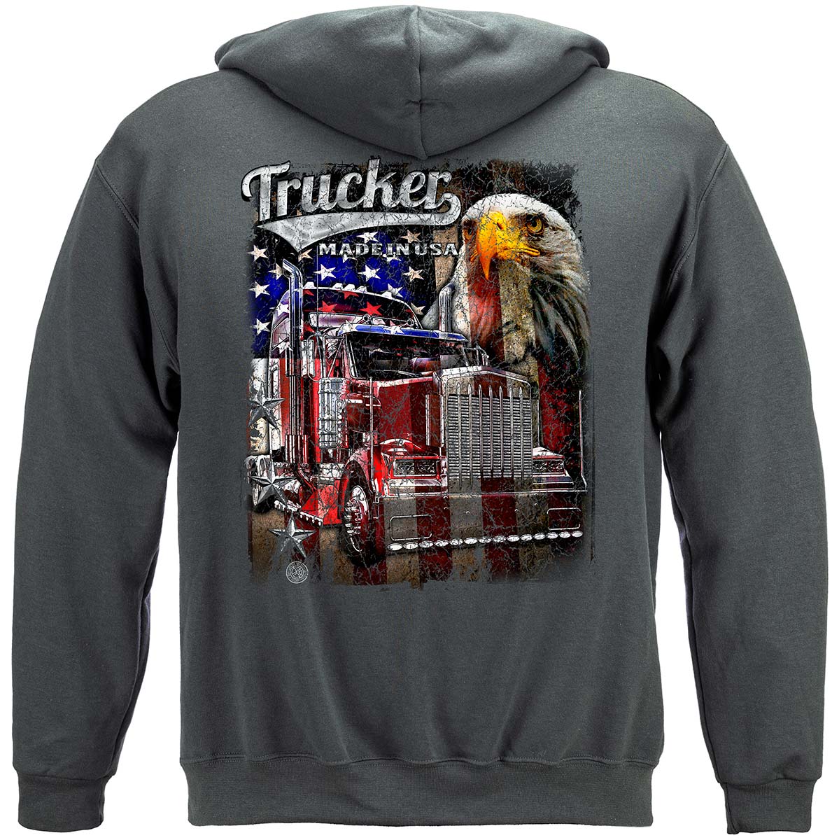 Trucker American Pride Flag Hoodie - back view