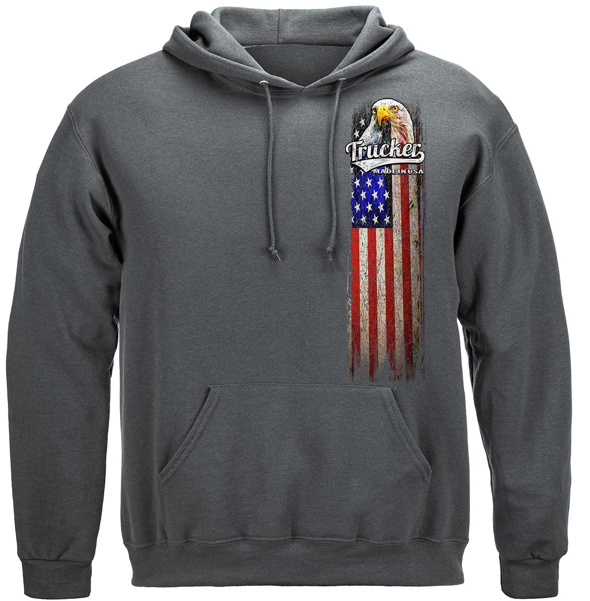 Trucker American Pride Flag Hoodie - front view