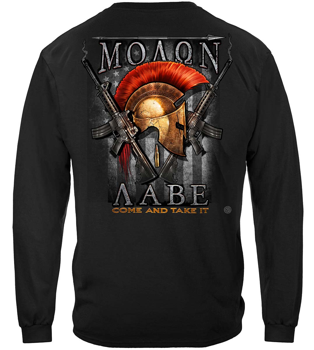 2nd Amendment Molon Labe Long Sleeve Shirt - back view