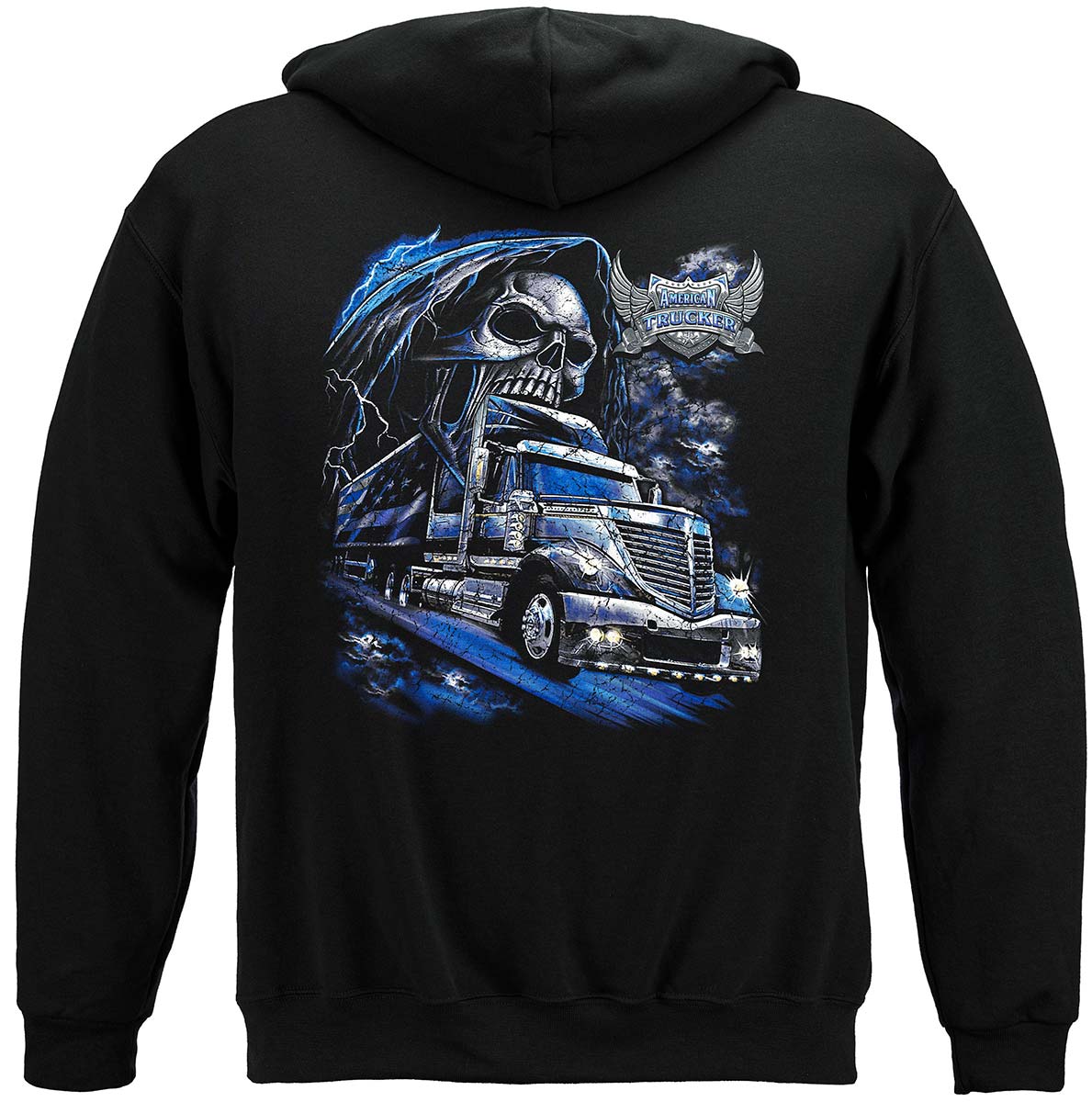 American Trucker Skull Hoodie - back view