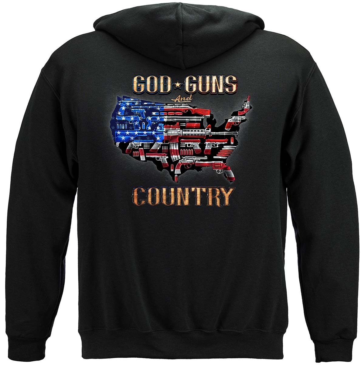 2nd Amendment God, Guns and Country Hoodie - back view