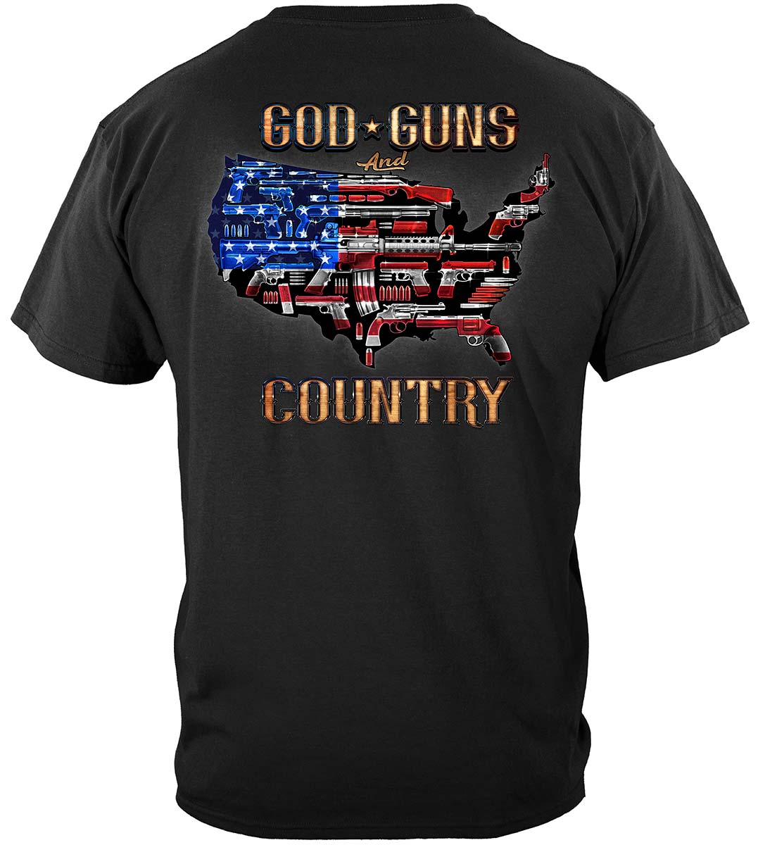2nd Amendment God, Guns and Country T-Shirt - back view